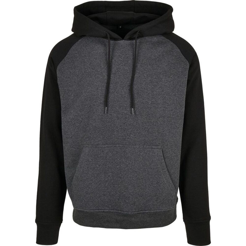 Build Your Brand Mens Basic  Hoodie / Charcoal/Black